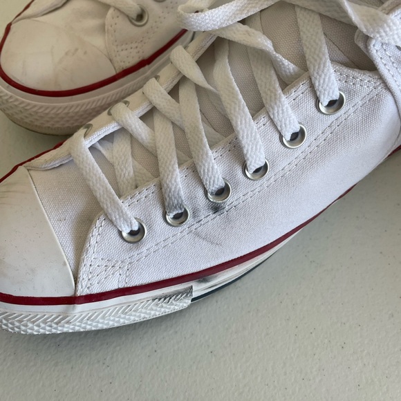 Chuck Taylors. Worn once for an 80’s themed party. :) scuffed. Size 9.5 - Picture 2 of 8